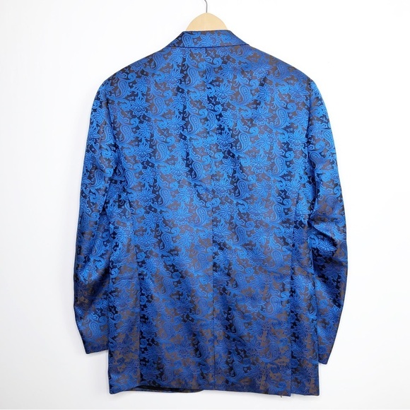 𝅺Leonardi Blue Jacquard paisley, print hand tailored blazer - Picture 12 of 13